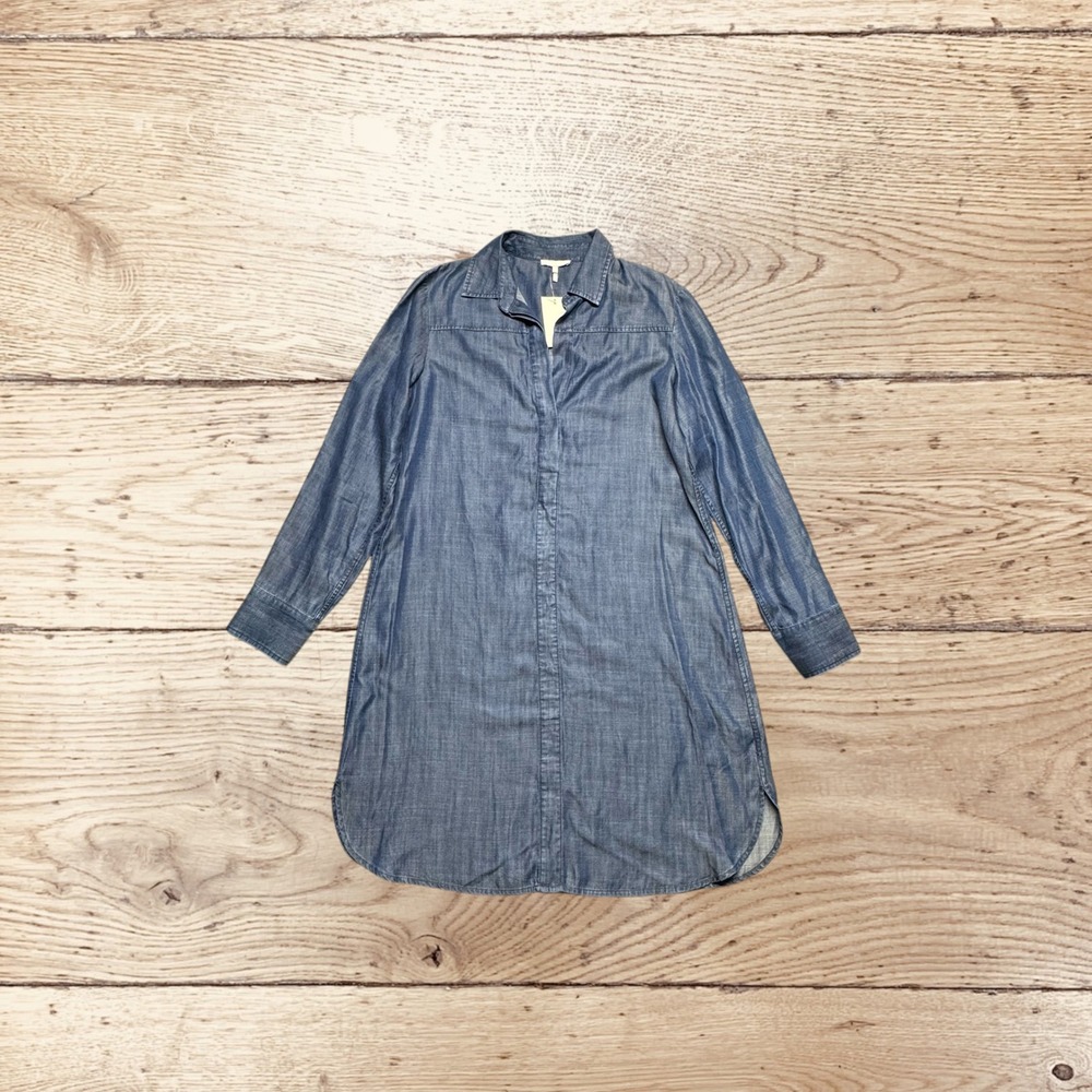 Hinson Wu Camile Shirt Dress Women Sz 10 Chambray Dark Indigo Tencel Lyocell NWT